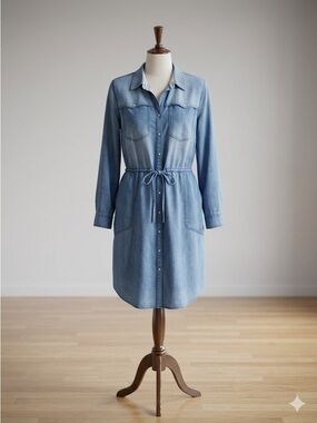 Sundance Tencel Light Blue Denim-Style Button Shirt Dress Size XL